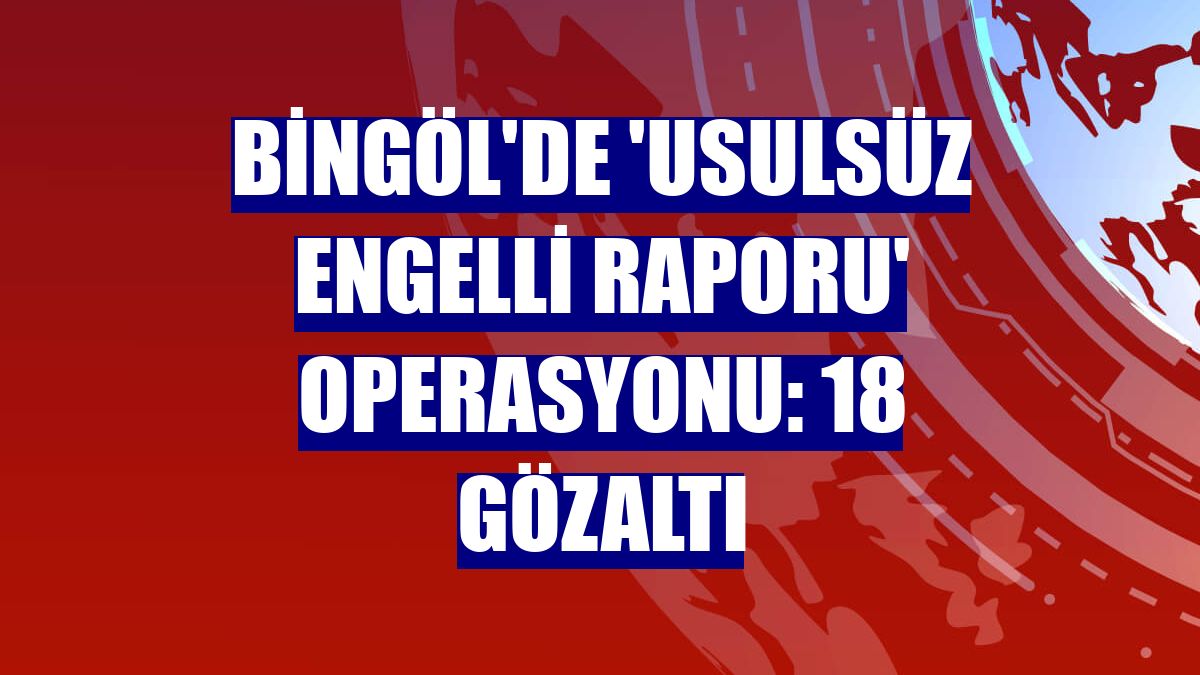 Bingöl'de 'Usulsüz engelli raporu' operasyonu: 18 gözaltı