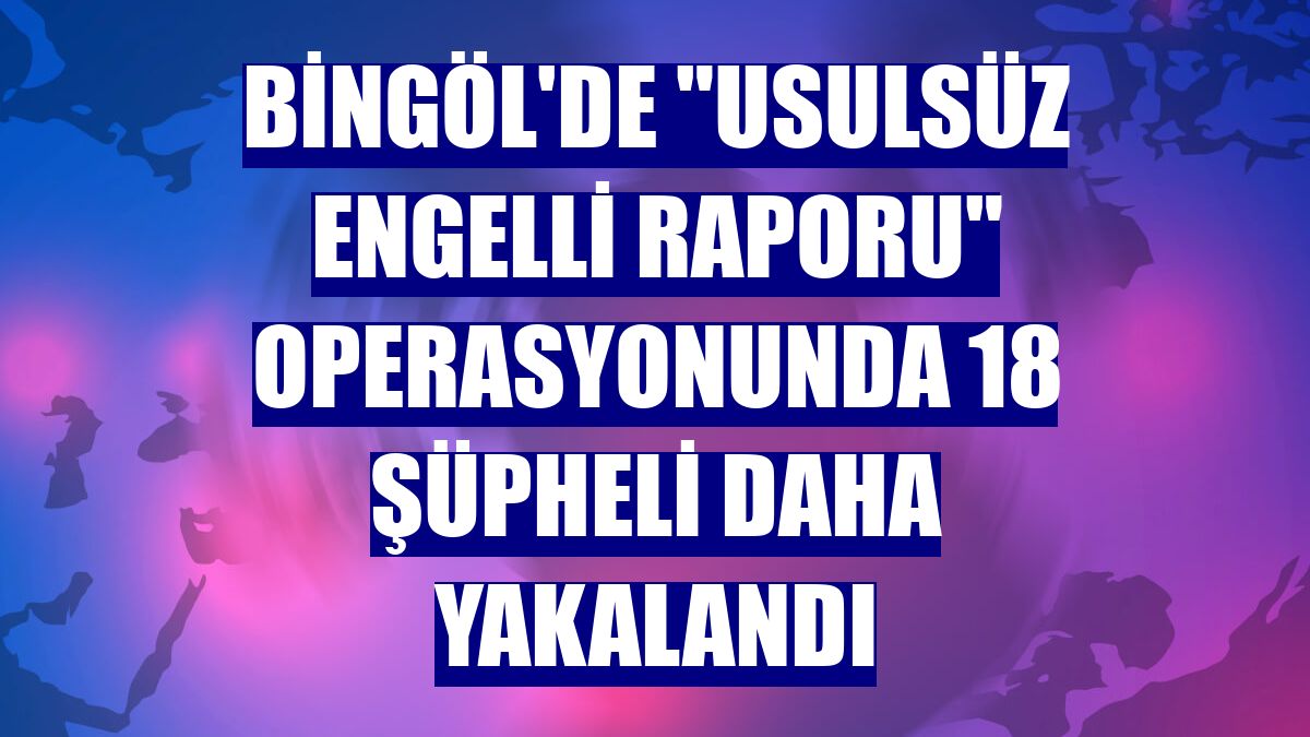 Bingöl'de "usulsüz engelli raporu" operasyonunda 18 şüpheli daha yakalandı