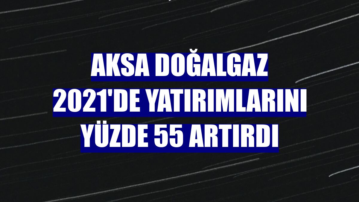 Aksa Doğalgaz 2021'de yatırımlarını yüzde 55 artırdı