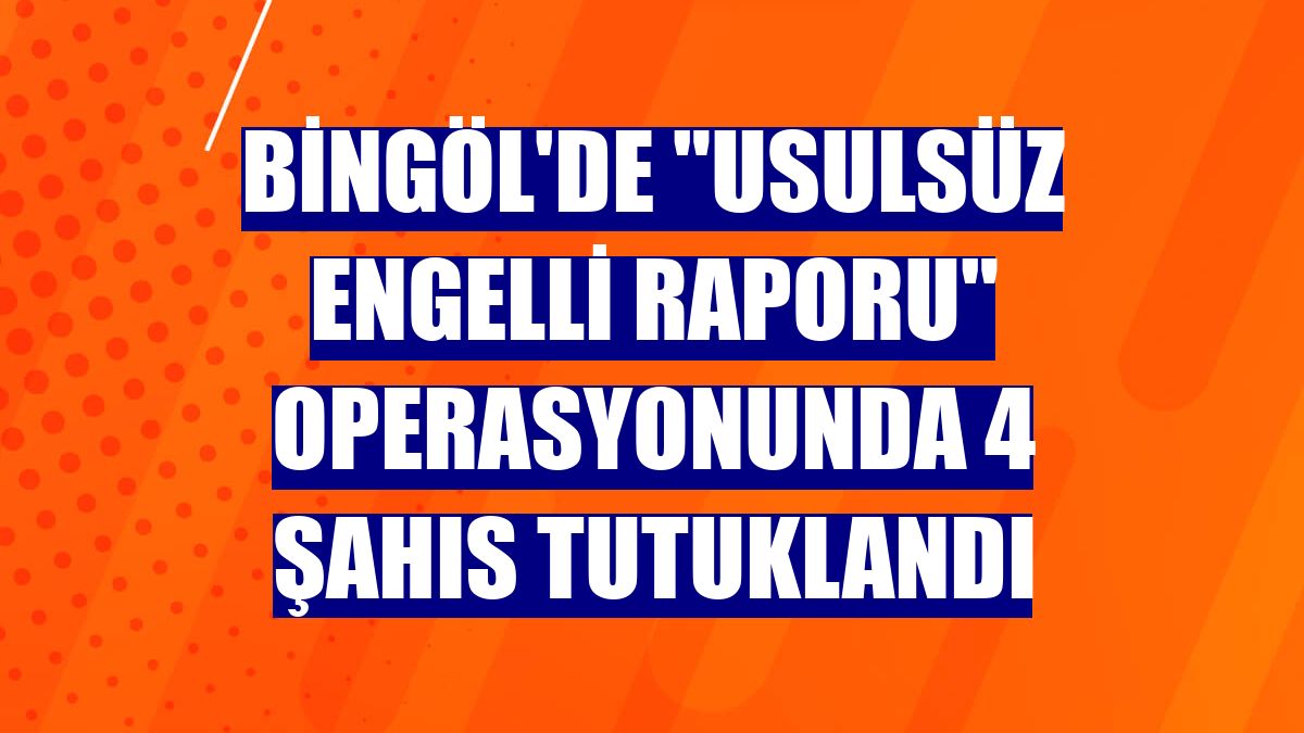 Bingöl'de "usulsüz engelli raporu" operasyonunda 4 şahıs tutuklandı