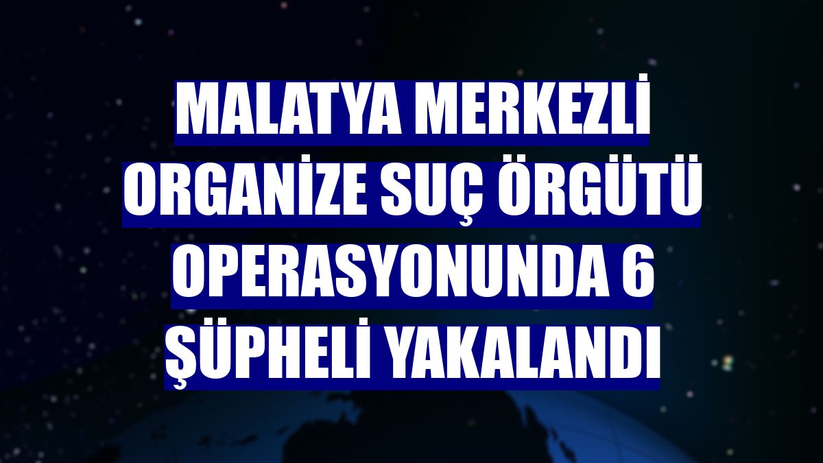 Malatya merkezli organize suç örgütü operasyonunda 6 şüpheli yakalandı