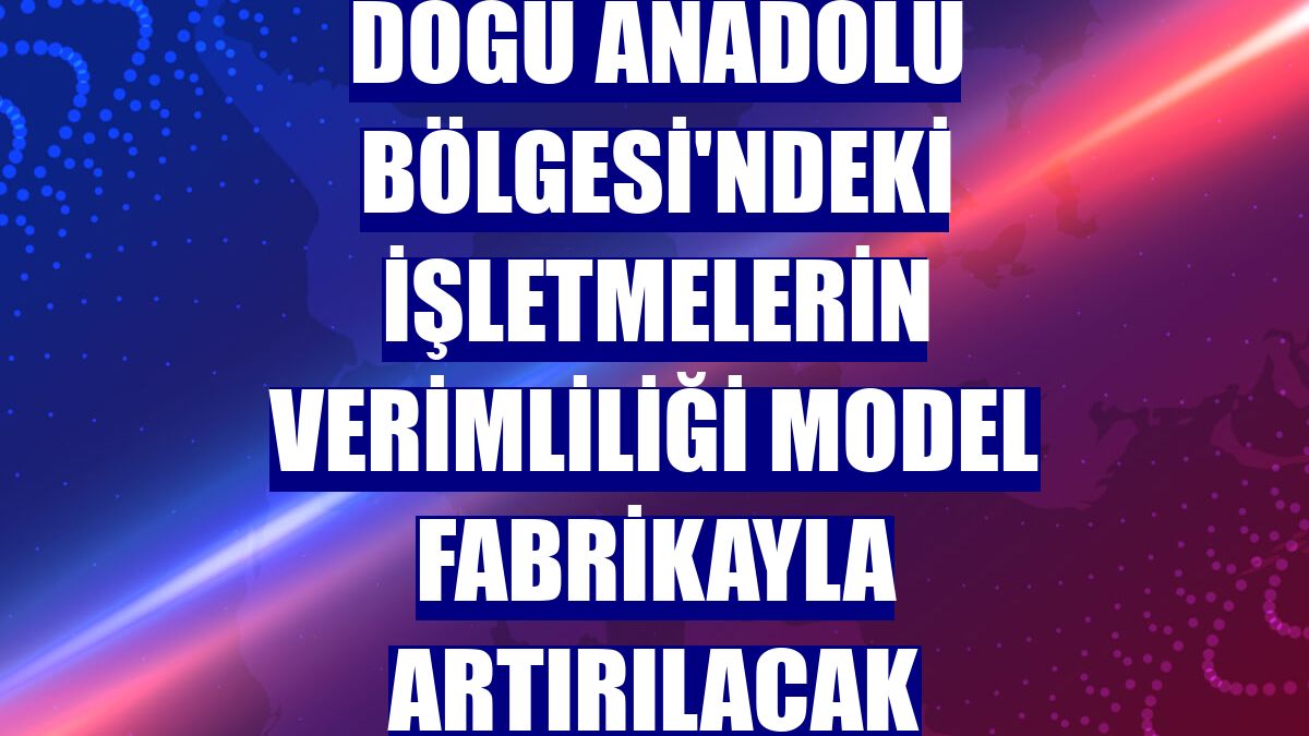 Doğu Anadolu Bölgesi'ndeki işletmelerin verimliliği model fabrikayla artırılacak