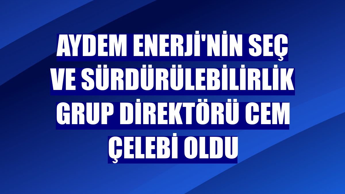 Aydem Enerji'nin SEÇ ve Sürdürülebilirlik Grup Direktörü Cem Çelebi oldu