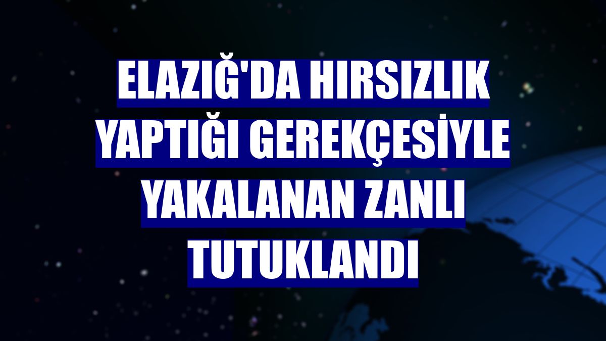 Elazığ'da hırsızlık yaptığı gerekçesiyle yakalanan zanlı tutuklandı