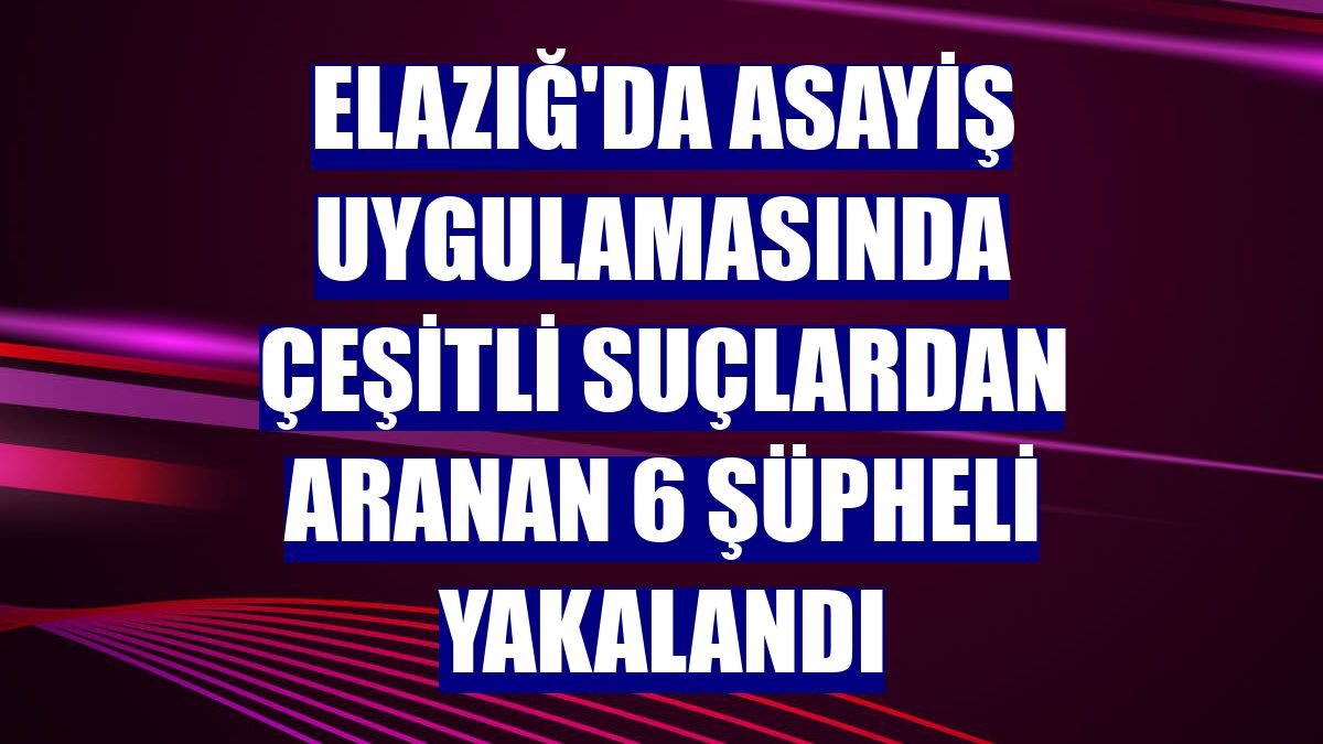 Elazığ'da asayiş uygulamasında çeşitli suçlardan aranan 6 şüpheli yakalandı