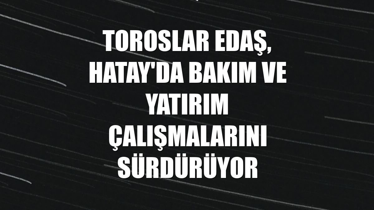 Toroslar EDAŞ, Hatay'da bakım ve yatırım çalışmalarını sürdürüyor