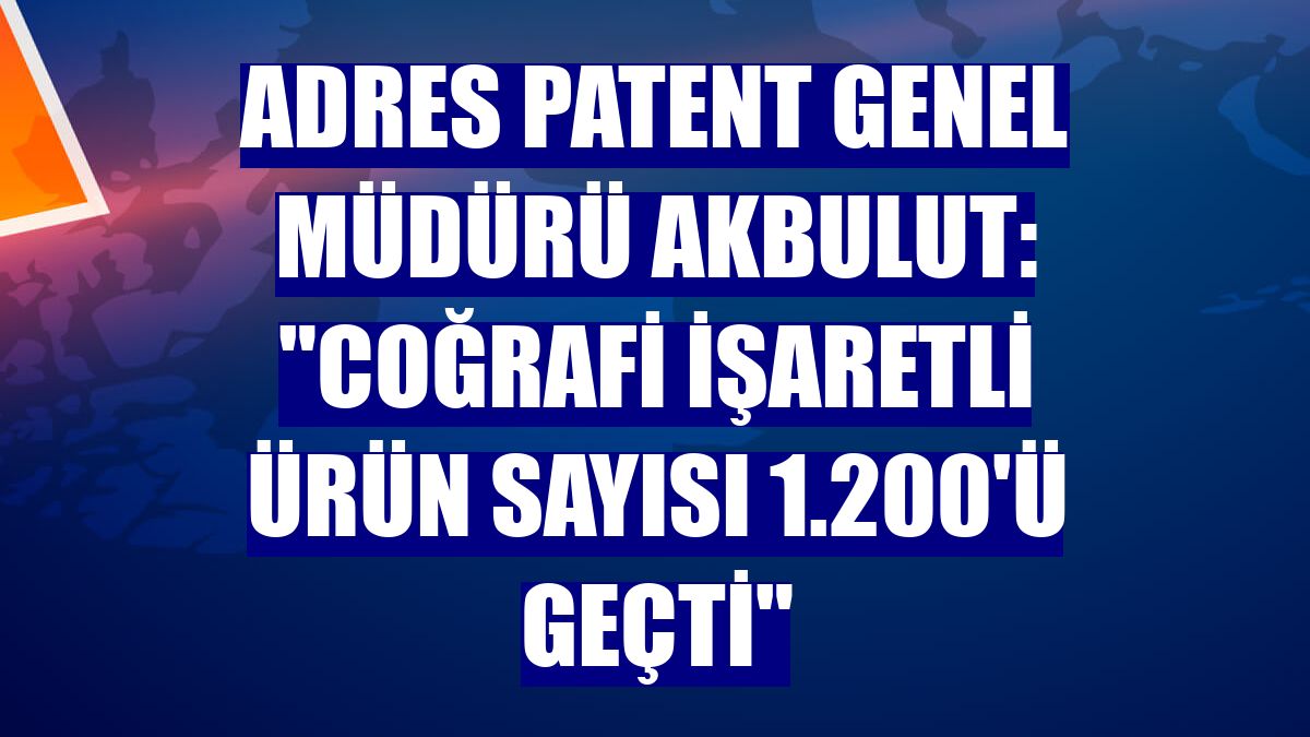 Adres Patent Genel Müdürü Akbulut: "Coğrafi işaretli ürün sayısı 1.200'ü geçti"