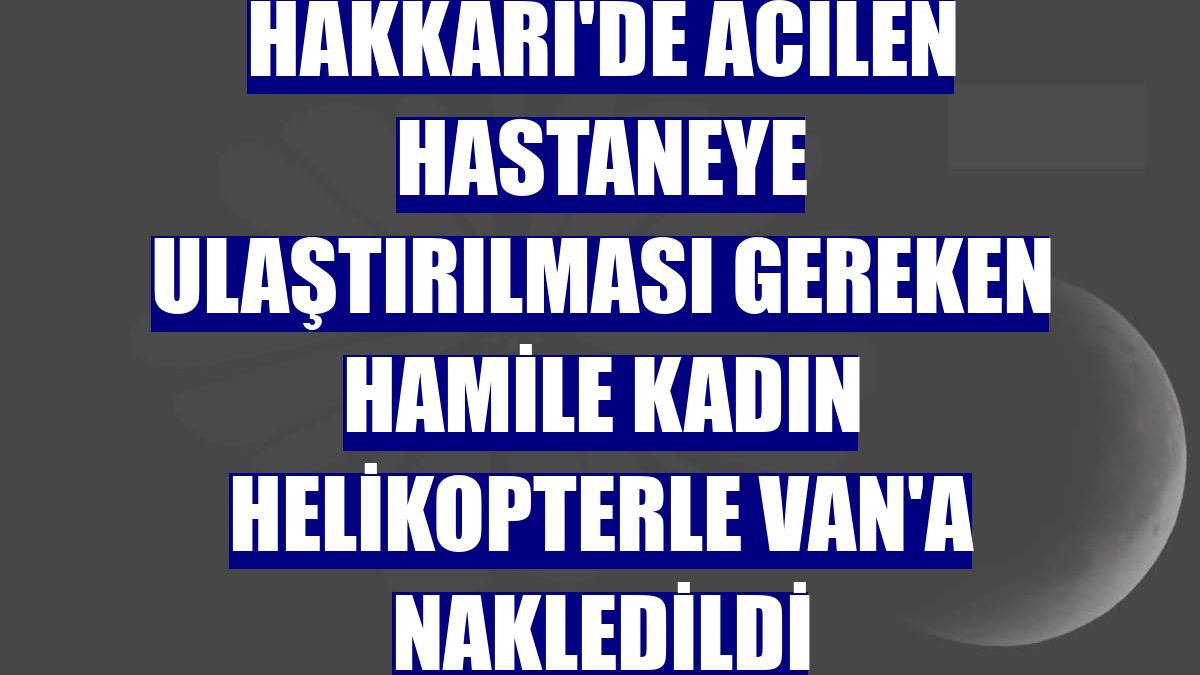 Hakkari'de acilen hastaneye ulaştırılması gereken hamile kadın helikopterle Van'a nakledildi