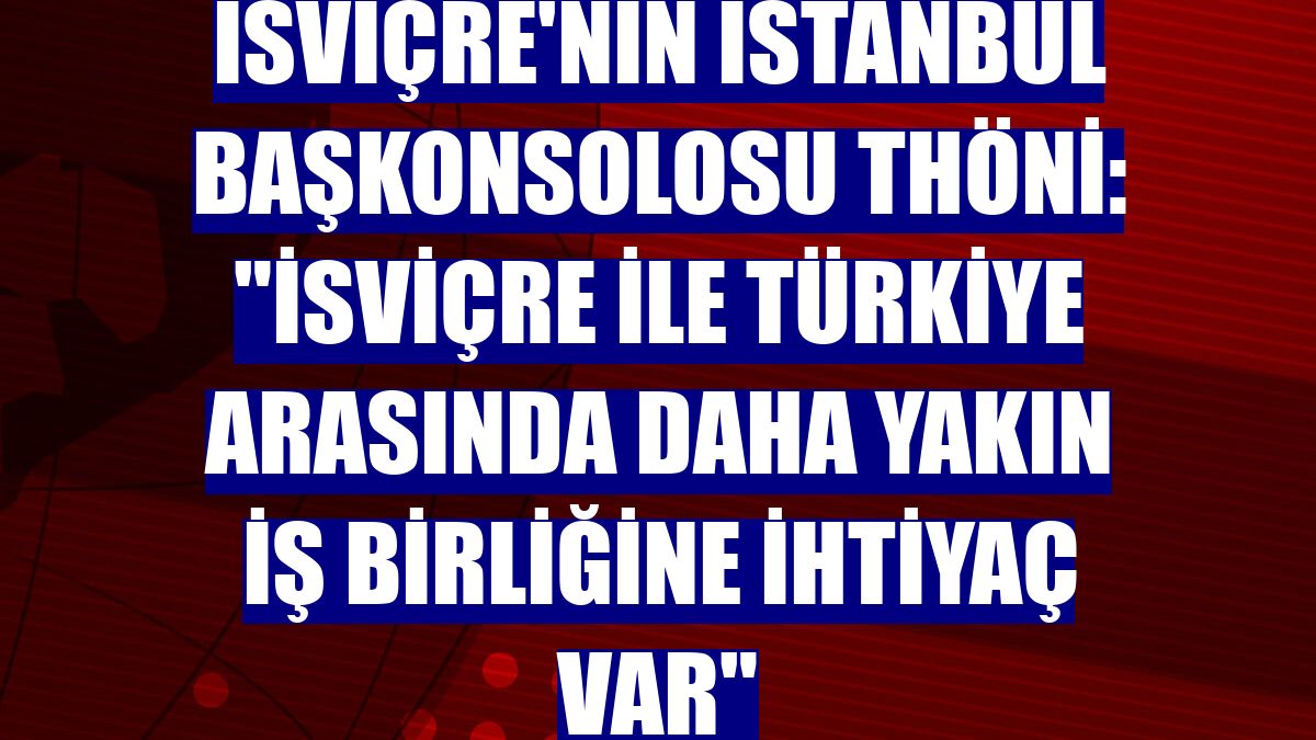 İsviçre'nin İstanbul Başkonsolosu Thöni: "İsviçre ile Türkiye arasında daha yakın iş birliğine ihtiyaç var"