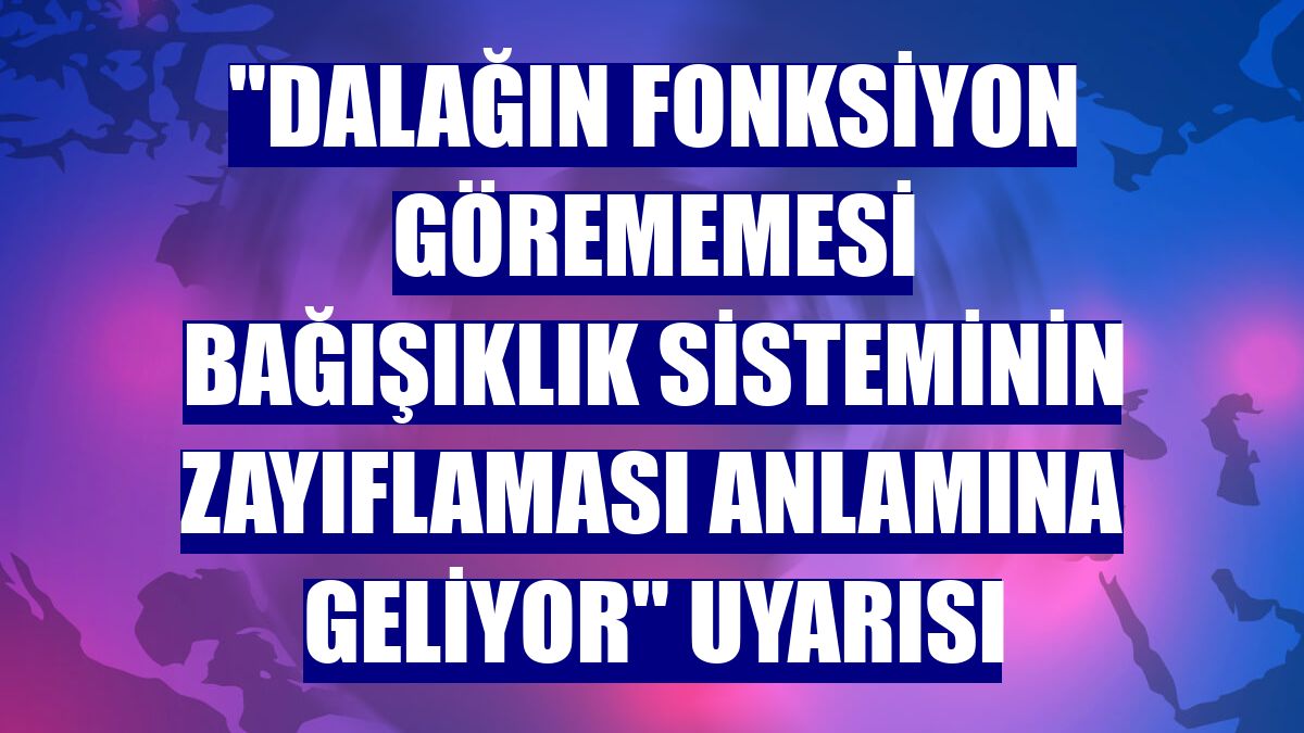 "Dalağın fonksiyon görememesi bağışıklık sisteminin zayıflaması anlamına geliyor" uyarısı