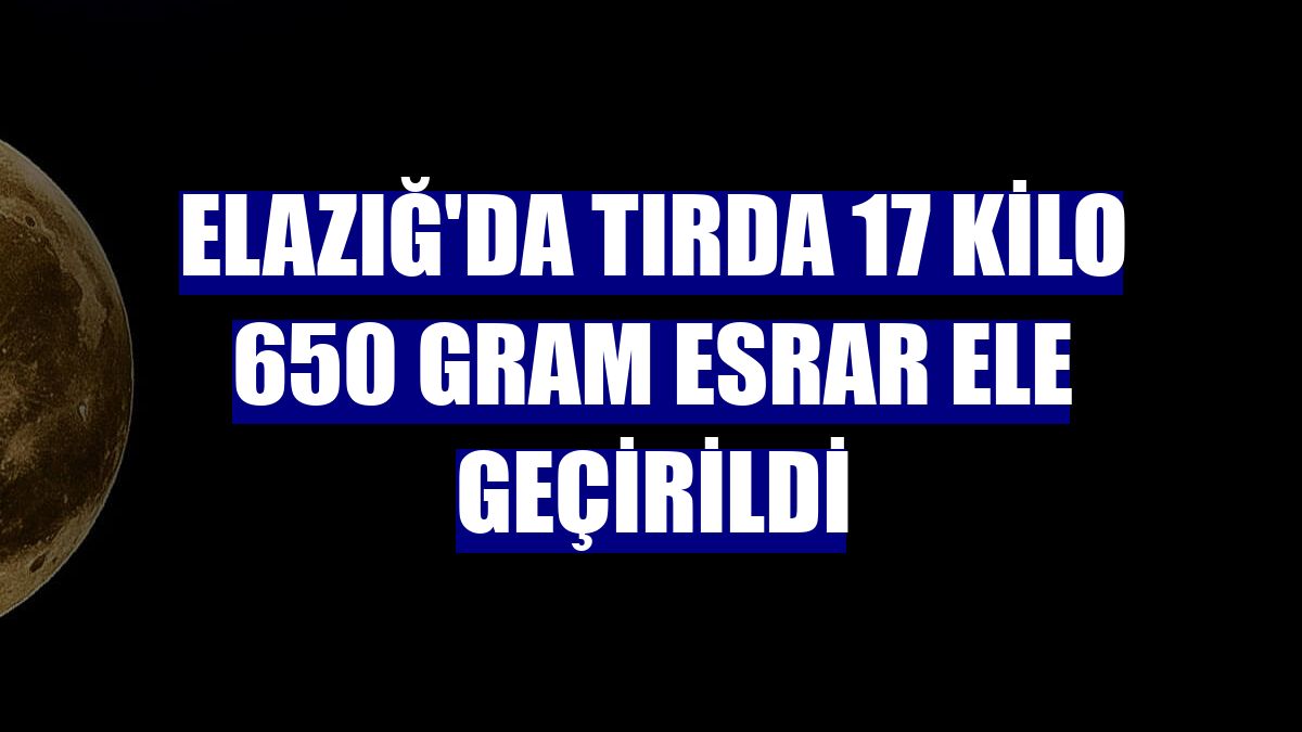 Elazığ'da tırda 17 kilo 650 gram esrar ele geçirildi
