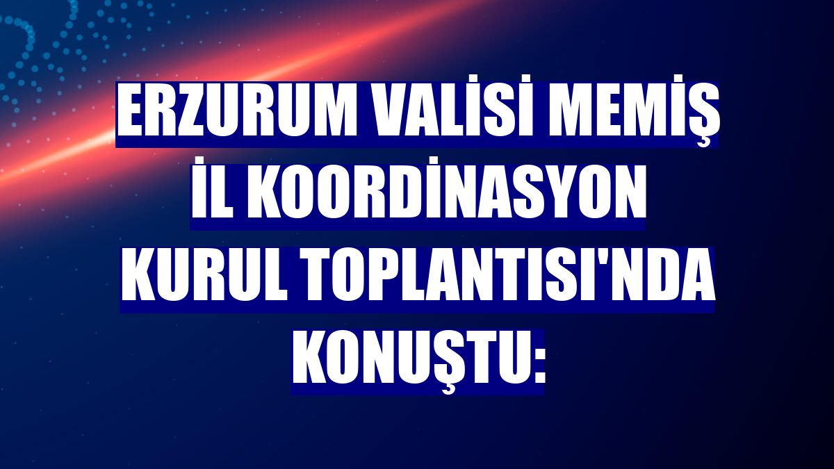 Erzurum Valisi Memiş İl Koordinasyon Kurul Toplantısı'nda konuştu: