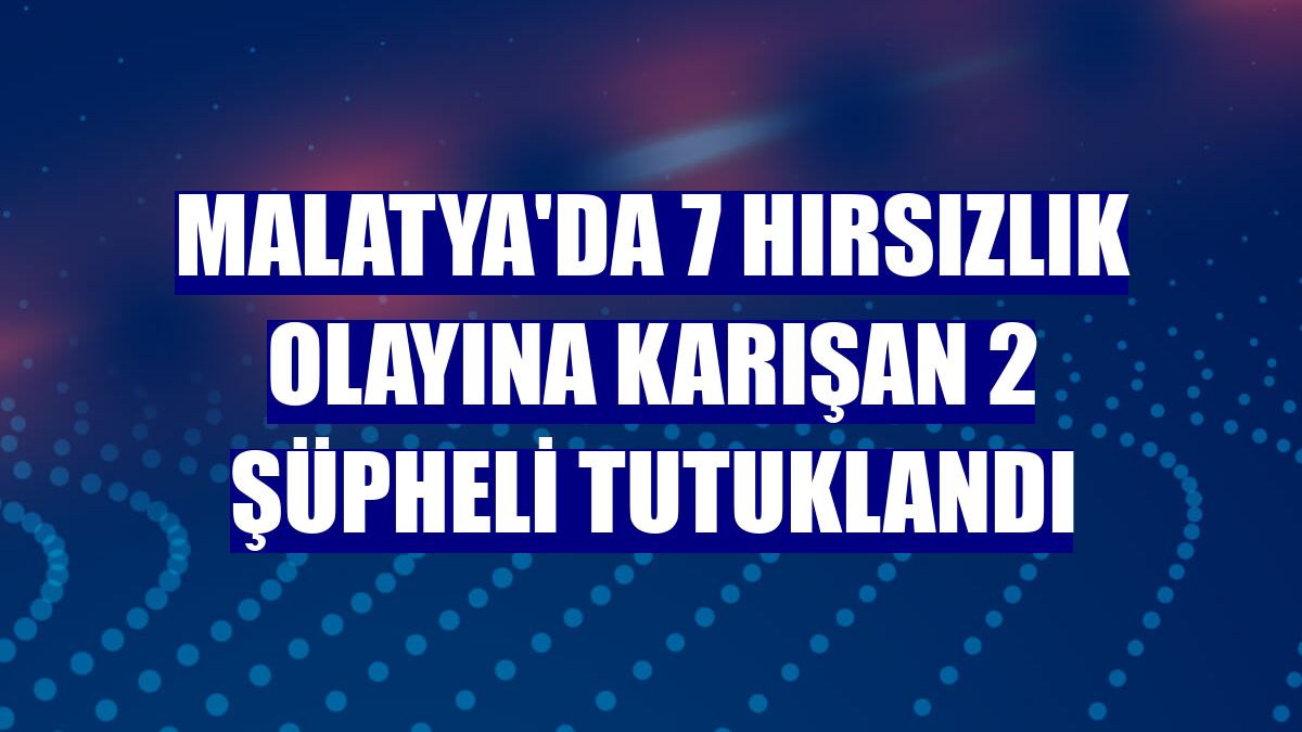 Malatya'da 7 hırsızlık olayına karışan 2 şüpheli tutuklandı