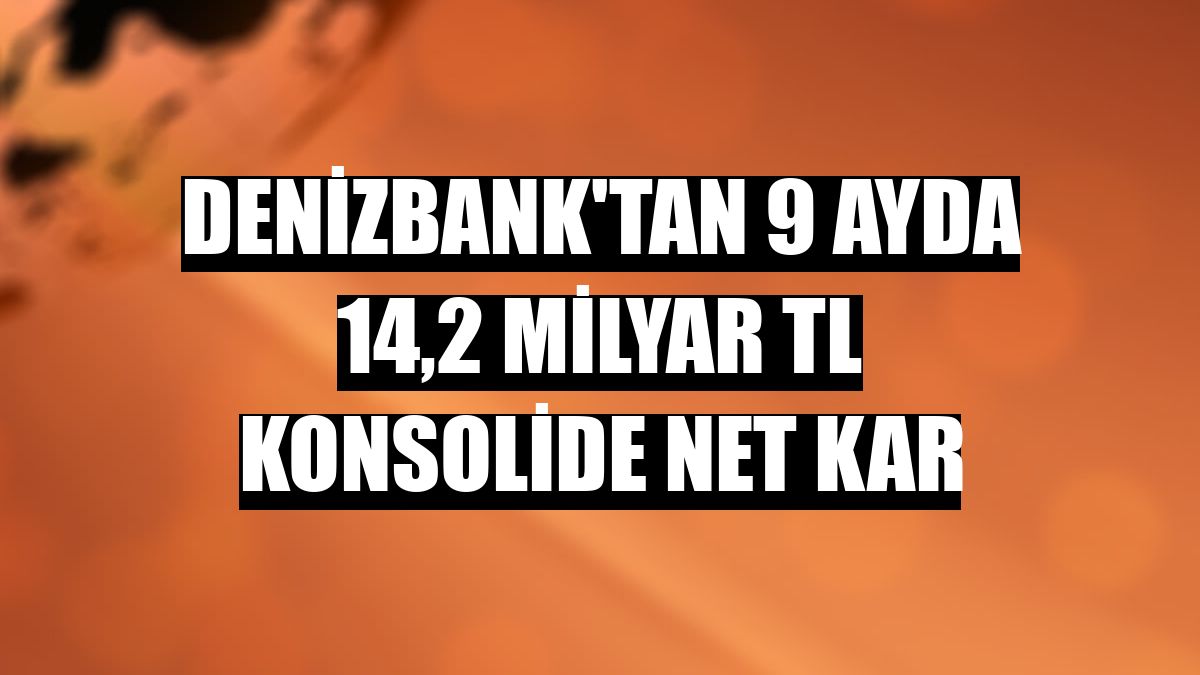 DenizBank'tan 9 ayda 14,2 milyar TL konsolide net kar
