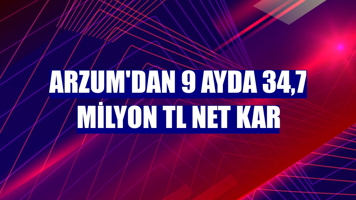 Arzum'dan 9 ayda 34,7 milyon TL net kar