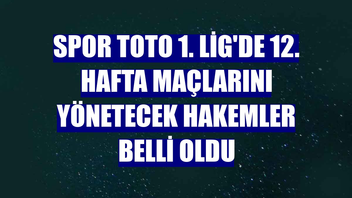 Spor Toto 1. Lig'de 12. hafta maçlarını yönetecek hakemler belli oldu