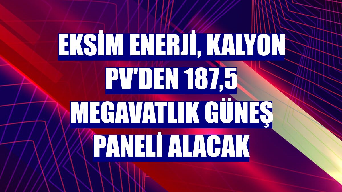 Eksim Enerji, Kalyon PV'den 187,5 megavatlık güneş paneli alacak
