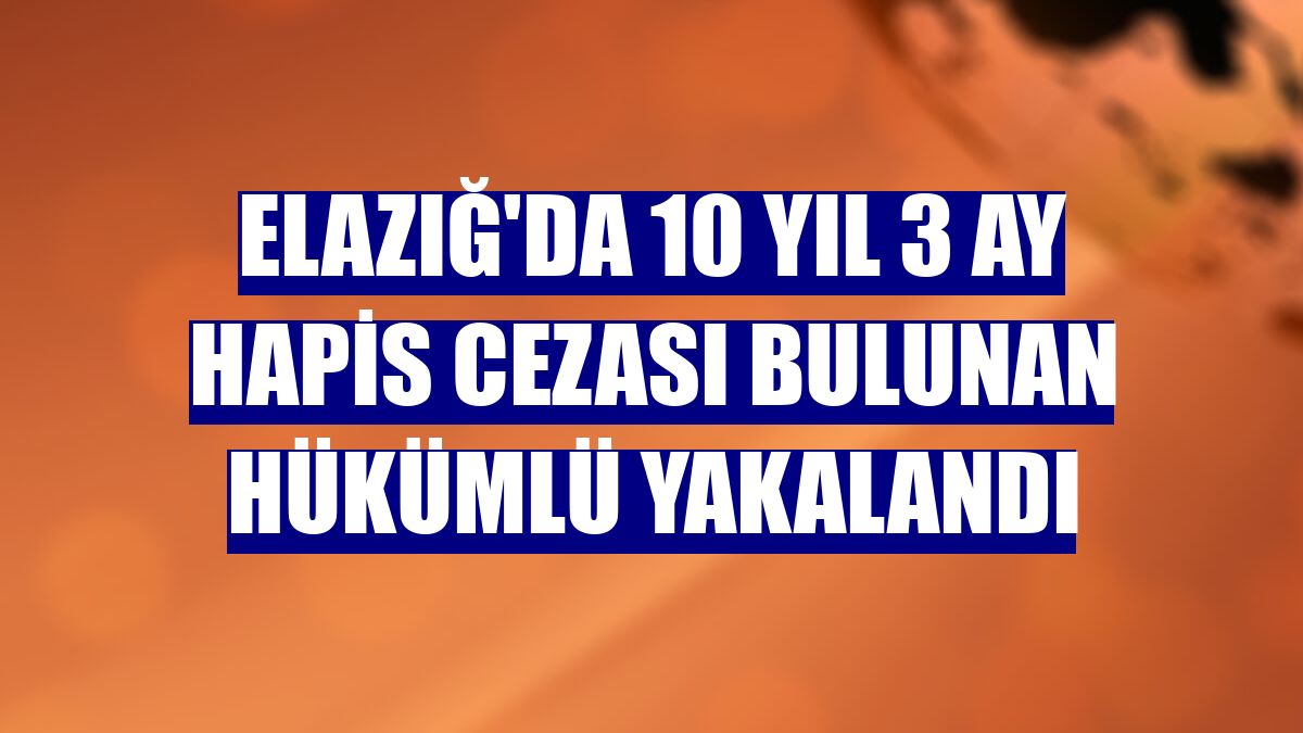 Elazığ'da 10 yıl 3 ay hapis cezası bulunan hükümlü yakalandı