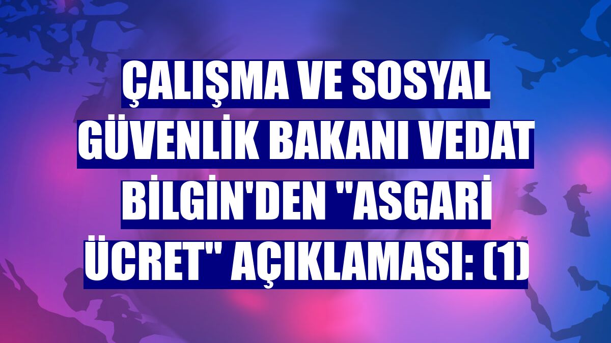 Çalışma ve Sosyal Güvenlik Bakanı Vedat Bilgin'den "asgari ücret" açıklaması: (1)