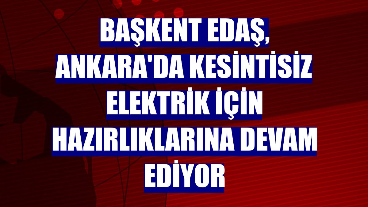 Başkent EDAŞ, Ankara'da kesintisiz elektrik için hazırlıklarına devam ediyor