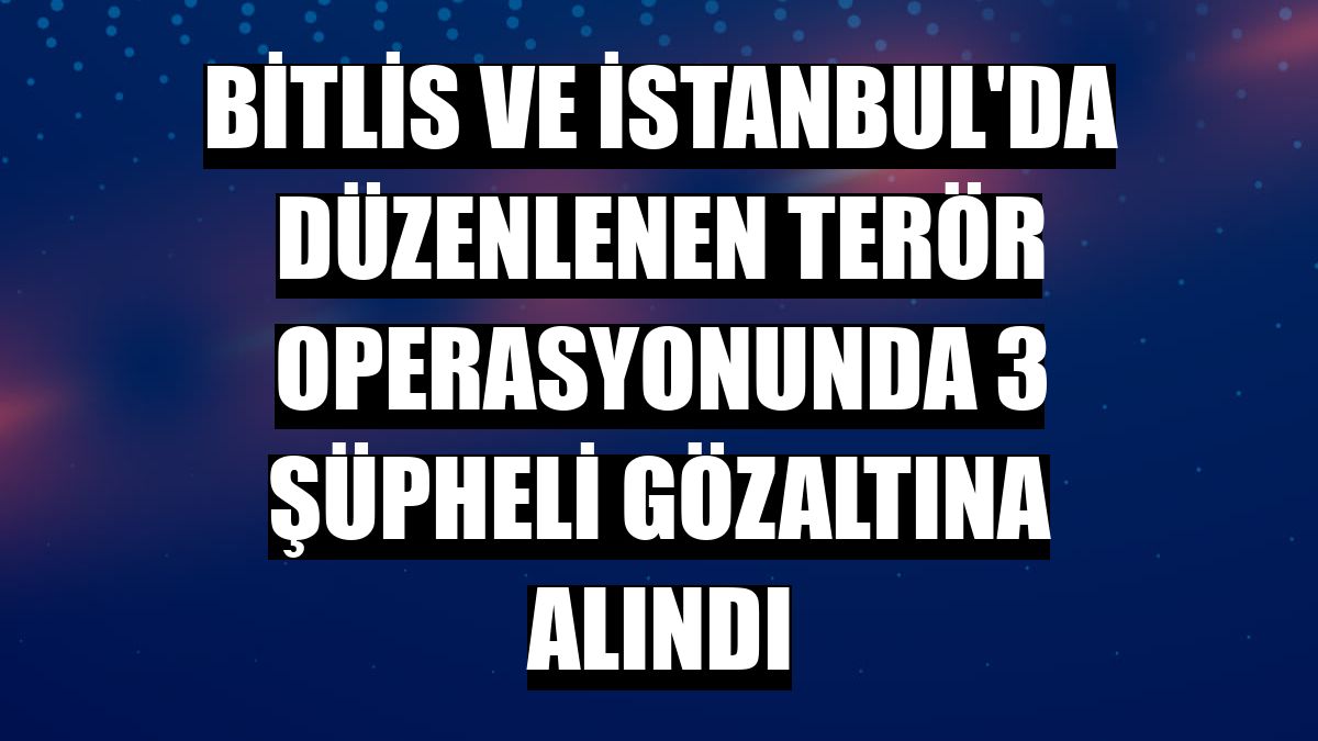Bitlis ve İstanbul'da düzenlenen terör operasyonunda 3 şüpheli gözaltına alındı