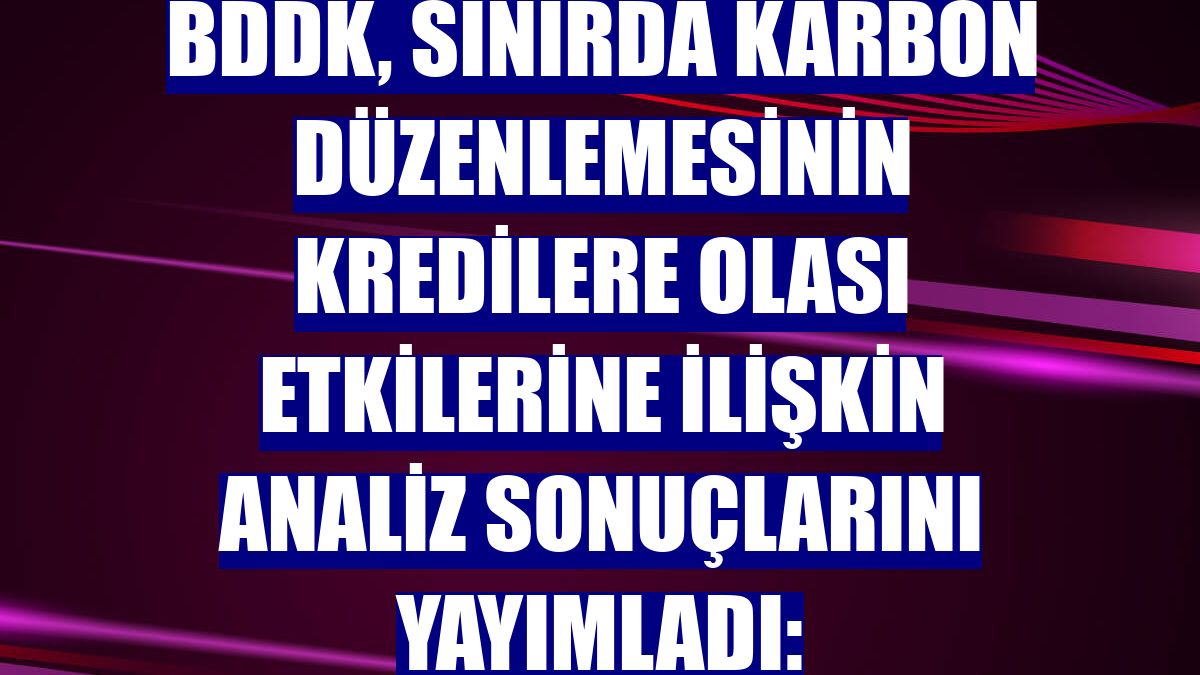 BDDK, sınırda karbon düzenlemesinin kredilere olası etkilerine ilişkin analiz sonuçlarını yayımladı: