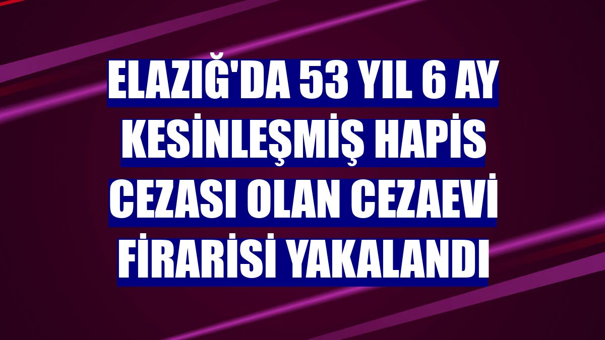 Elazığ'da 53 yıl 6 ay kesinleşmiş hapis cezası olan cezaevi firarisi yakalandı