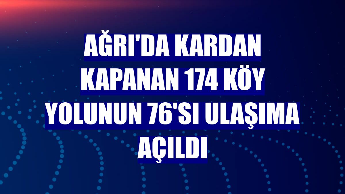 Ağrı'da kardan kapanan 174 köy yolunun 76'sı ulaşıma açıldı