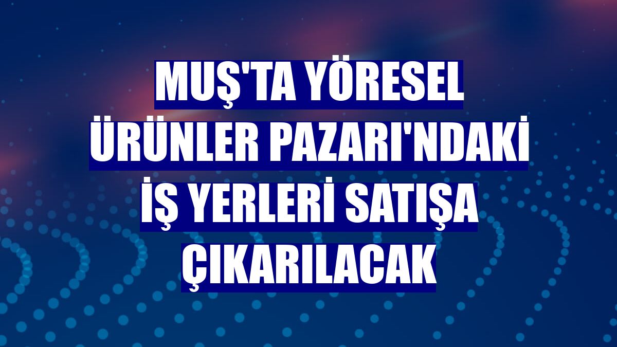 Muş'ta Yöresel Ürünler Pazarı'ndaki iş yerleri satışa çıkarılacak