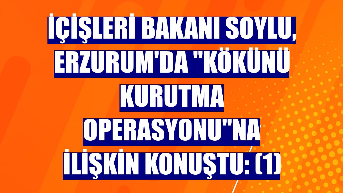 İçişleri Bakanı Soylu, Erzurum'da 'Kökünü Kurutma Operasyonu'na ilişkin konuştu: (1)