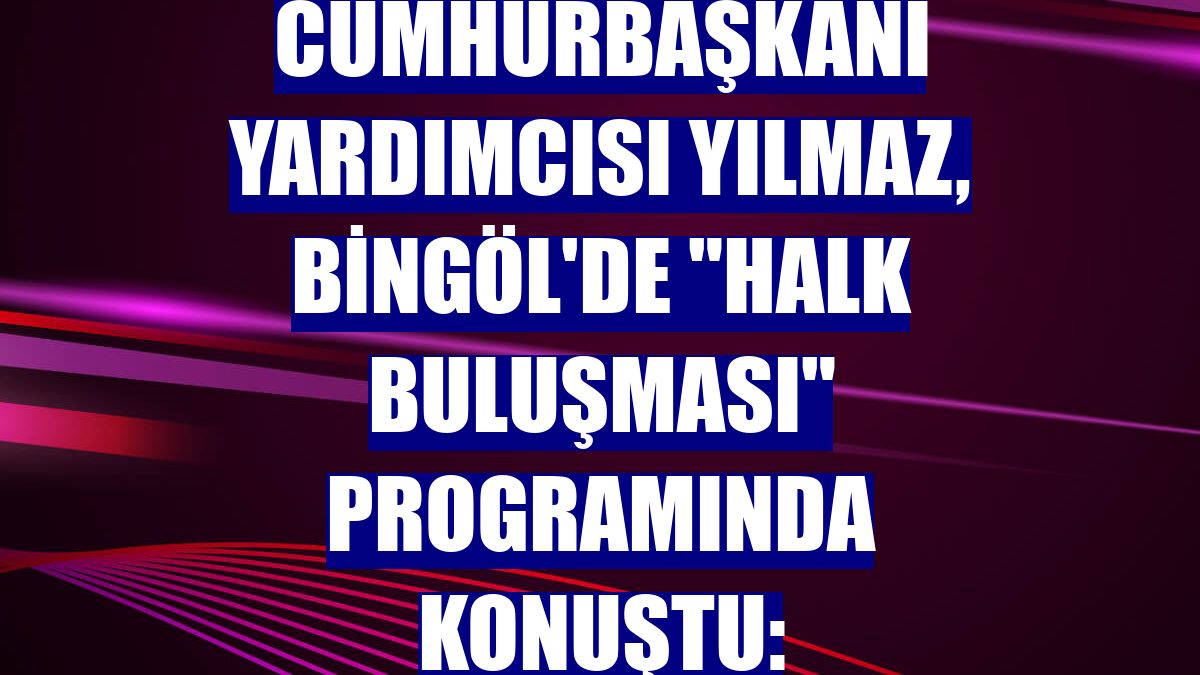 Cumhurbaşkanı Yardımcısı Yılmaz, Bingöl'de "Halk Buluşması" programında konuştu: