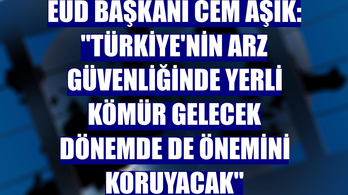 EÜD Başkanı Cem Aşık: "Türkiye'nin arz güvenliğinde yerli kömür gelecek dönemde de önemini koruyacak"