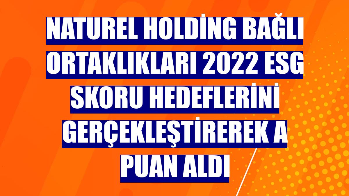 Naturel Holding bağlı ortaklıkları 2022 ESG skoru hedeflerini gerçekleştirerek A puan aldı