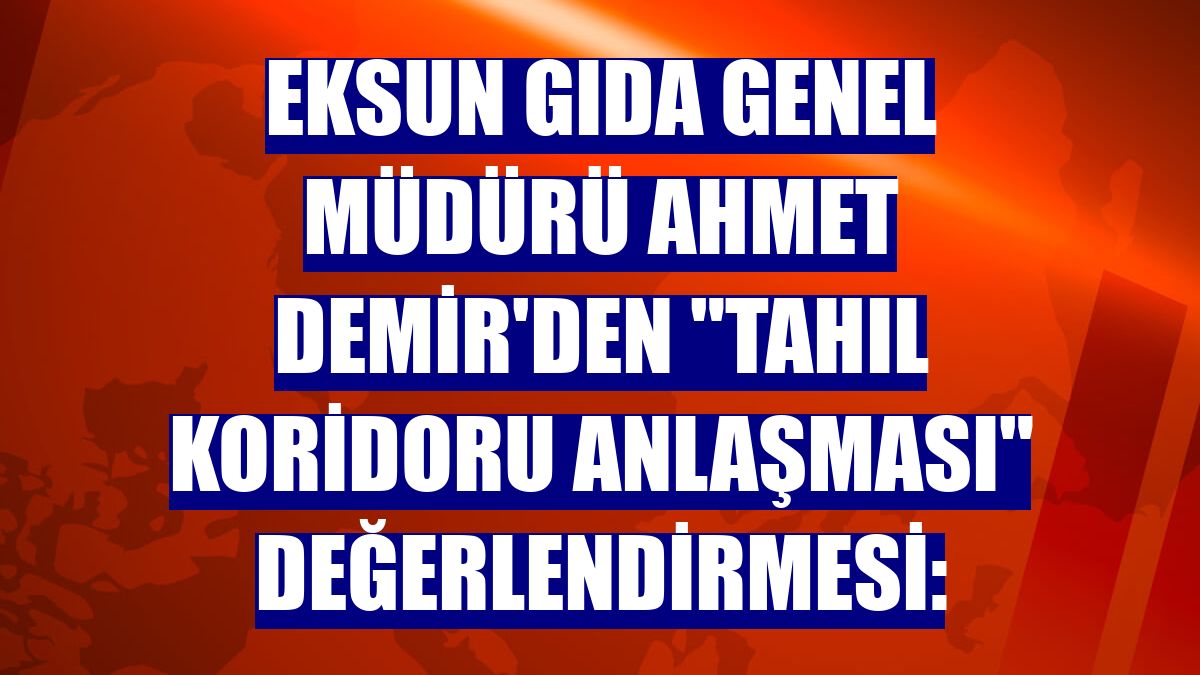 Eksun Gıda Genel Müdürü Ahmet Demir'den "Tahıl Koridoru Anlaşması" değerlendirmesi: