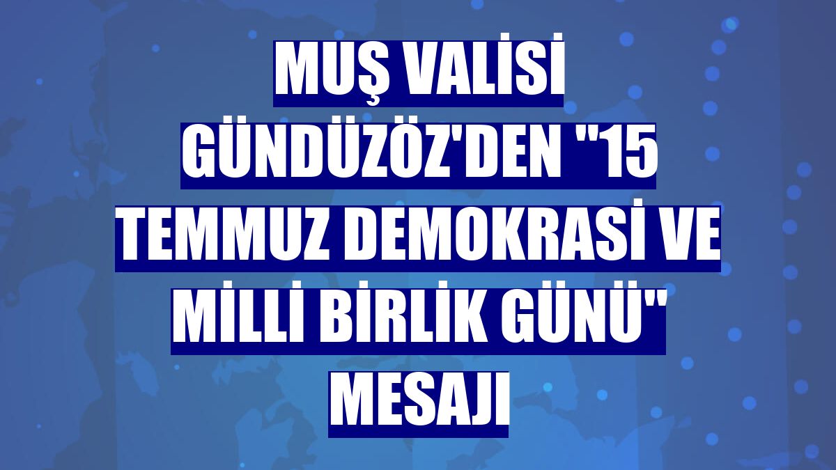 Muş Valisi Gündüzöz'den "15 Temmuz Demokrasi ve Milli Birlik Günü" mesajı