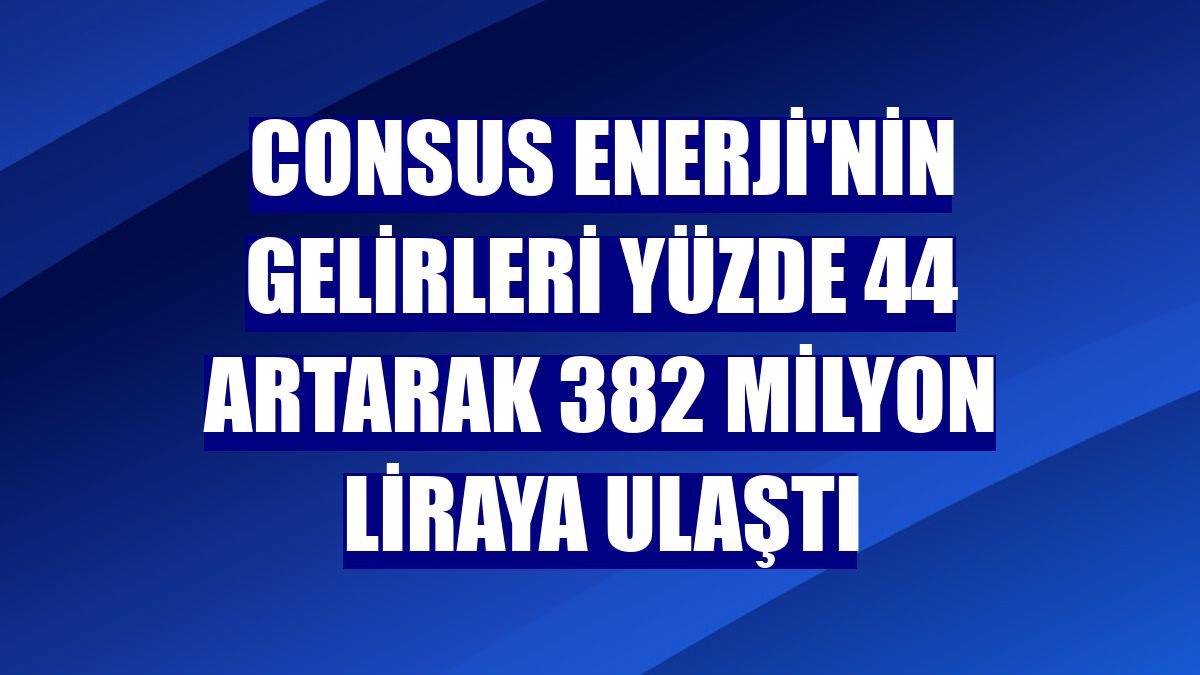 Consus Enerji'nin gelirleri yüzde 44 artarak 382 milyon liraya ulaştı