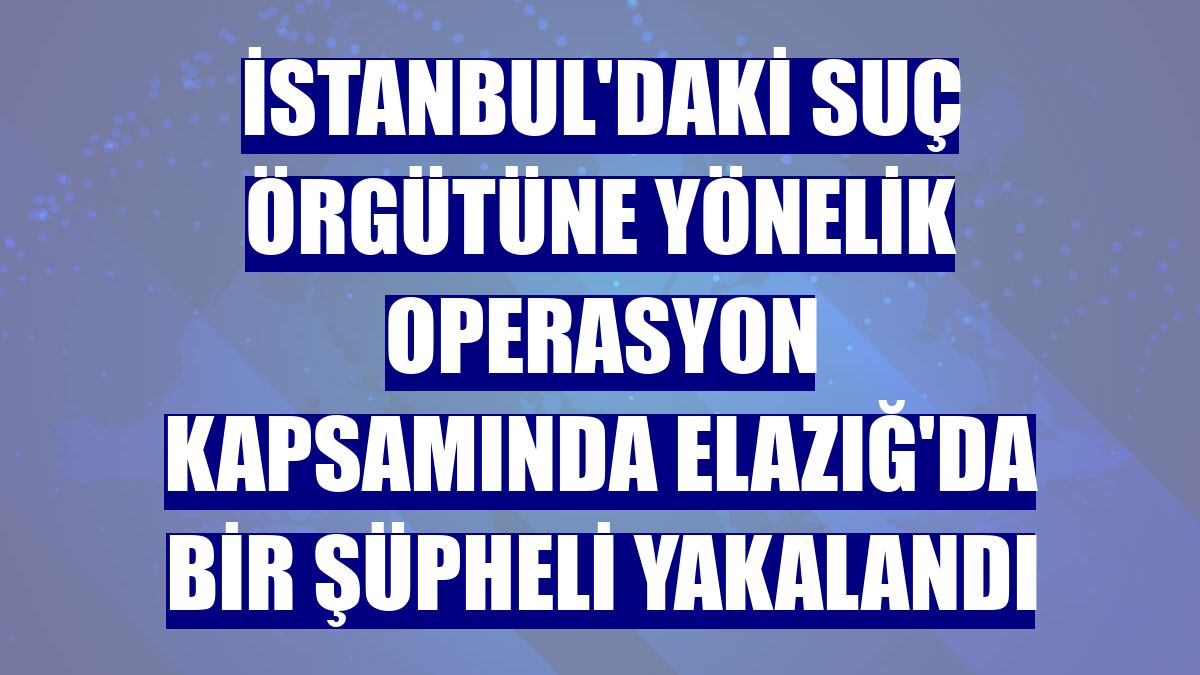 İstanbul'daki suç örgütüne yönelik operasyon kapsamında Elazığ'da bir şüpheli yakalandı