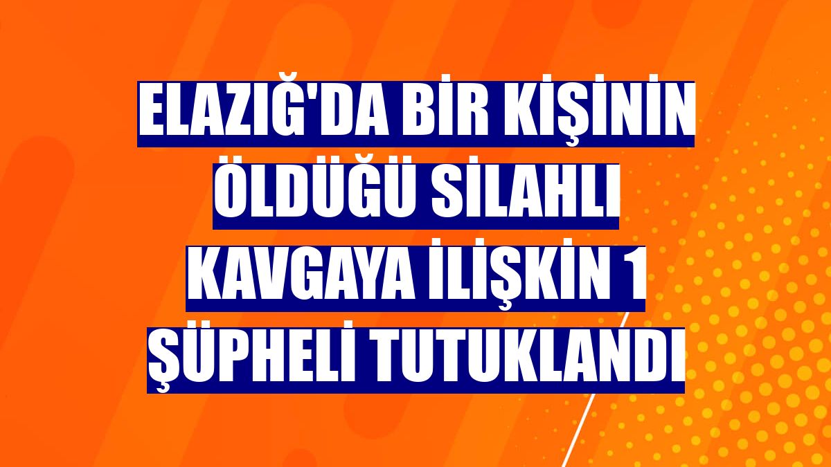 Elazığ'da bir kişinin öldüğü silahlı kavgaya ilişkin 1 şüpheli tutuklandı