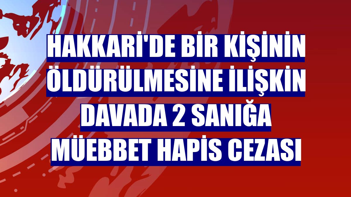 Hakkari'de bir kişinin öldürülmesine ilişkin davada 2 sanığa müebbet hapis cezası
