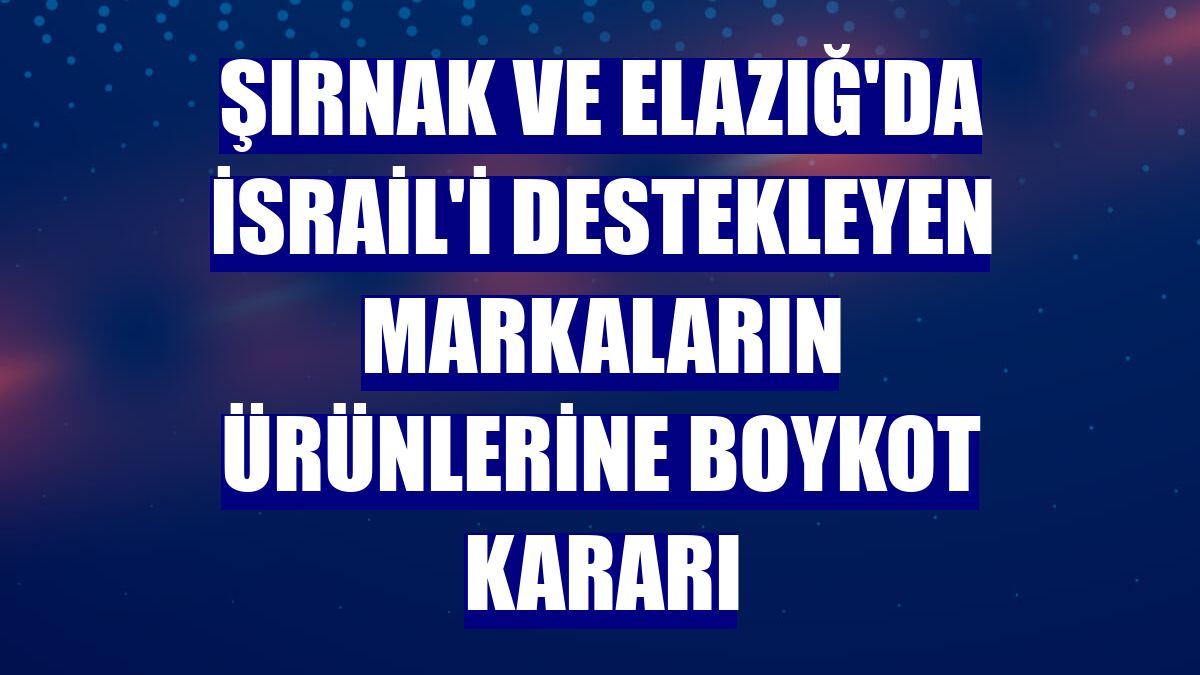 Şırnak ve Elazığ'da İsrail'i destekleyen markaların ürünlerine boykot kararı