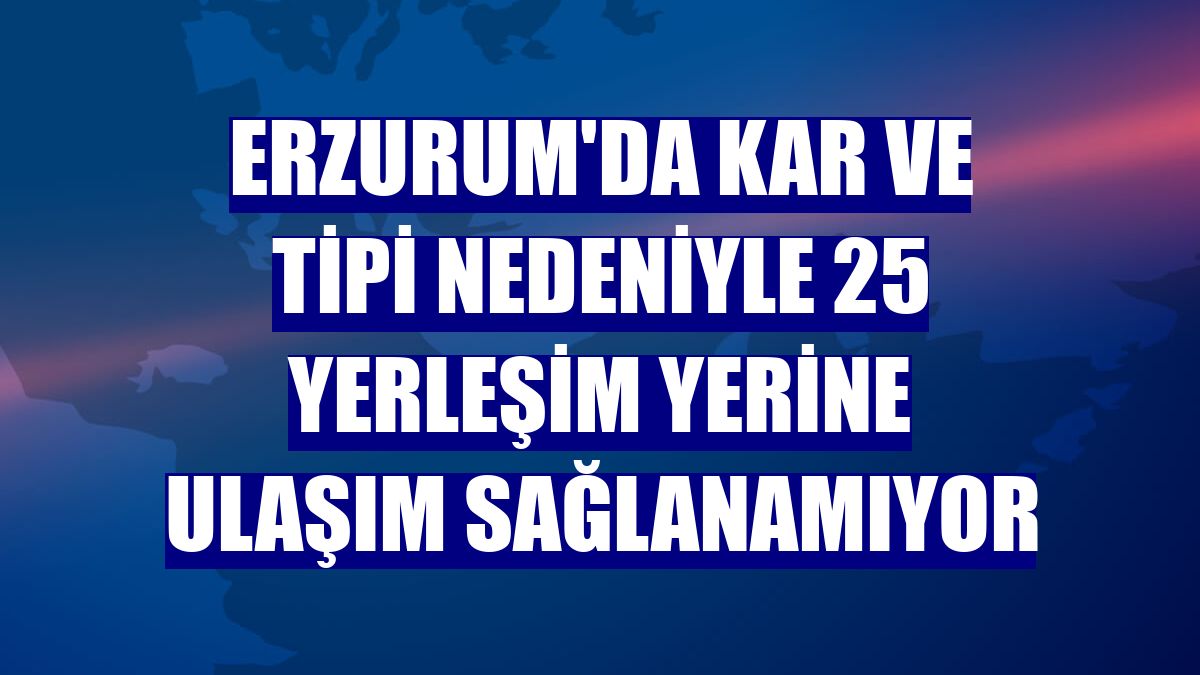 Erzurum'da kar ve tipi nedeniyle 25 yerleşim yerine ulaşım sağlanamıyor