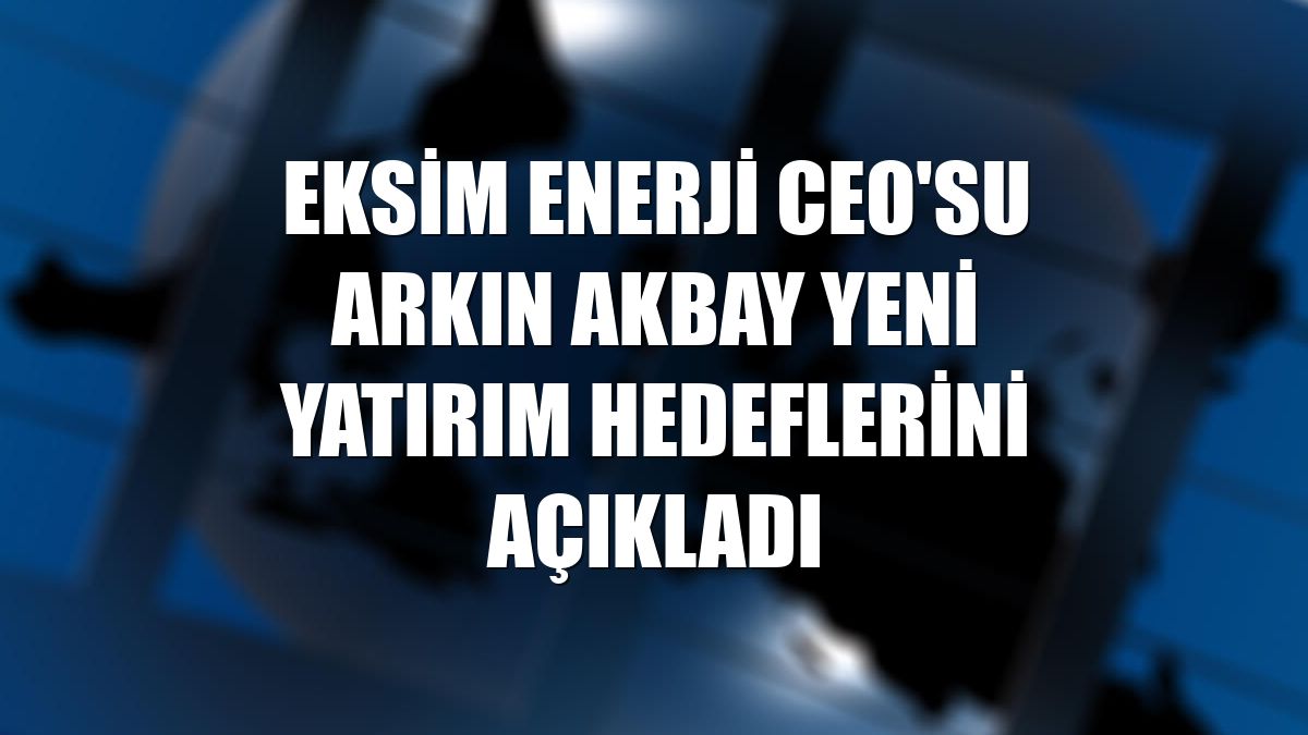 Eksim Enerji CEO'su Arkın Akbay yeni yatırım hedeflerini açıkladı