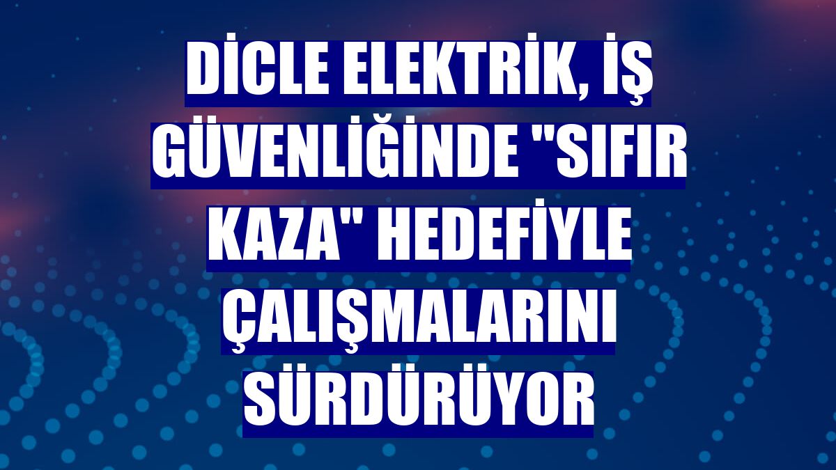 Dicle Elektrik, iş güvenliğinde "sıfır kaza" hedefiyle çalışmalarını sürdürüyor