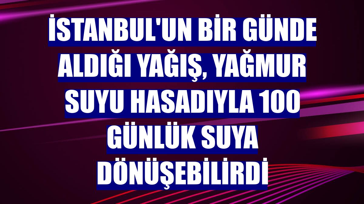 İstanbul'un bir günde aldığı yağış, yağmur suyu hasadıyla 100 günlük suya dönüşebilirdi