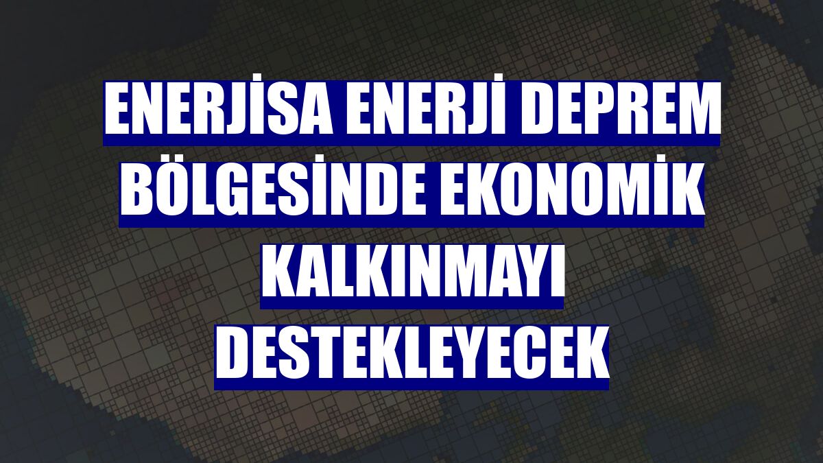 Enerjisa Enerji deprem bölgesinde ekonomik kalkınmayı destekleyecek