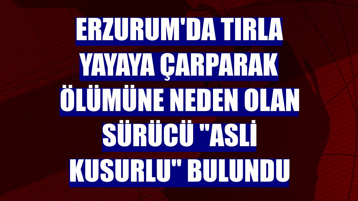 Erzurum'da tırla yayaya çarparak ölümüne neden olan sürücü "asli kusurlu" bulundu