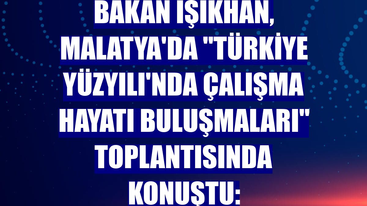 Bakan Işıkhan, Malatya'da "Türkiye Yüzyılı'nda Çalışma Hayatı Buluşmaları" toplantısında konuştu: