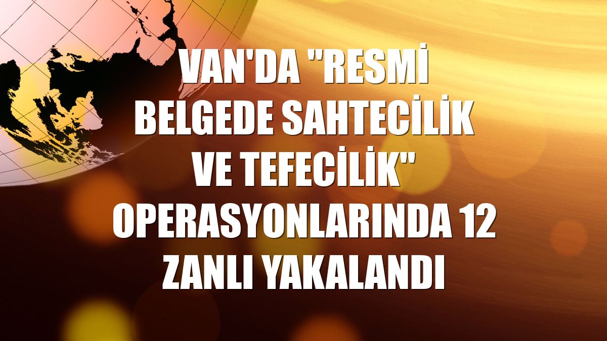 Van'da "resmi belgede sahtecilik ve tefecilik" operasyonlarında 12 zanlı yakalandı