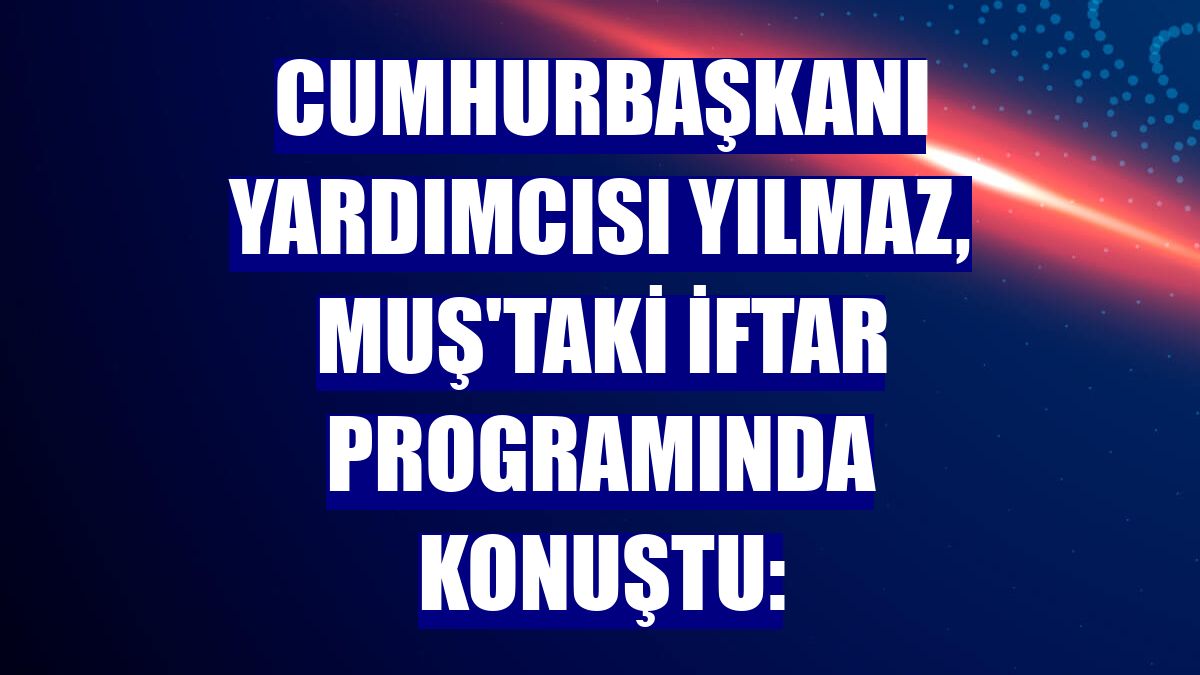 Cumhurbaşkanı Yardımcısı Yılmaz, Muş'taki iftar programında konuştu: