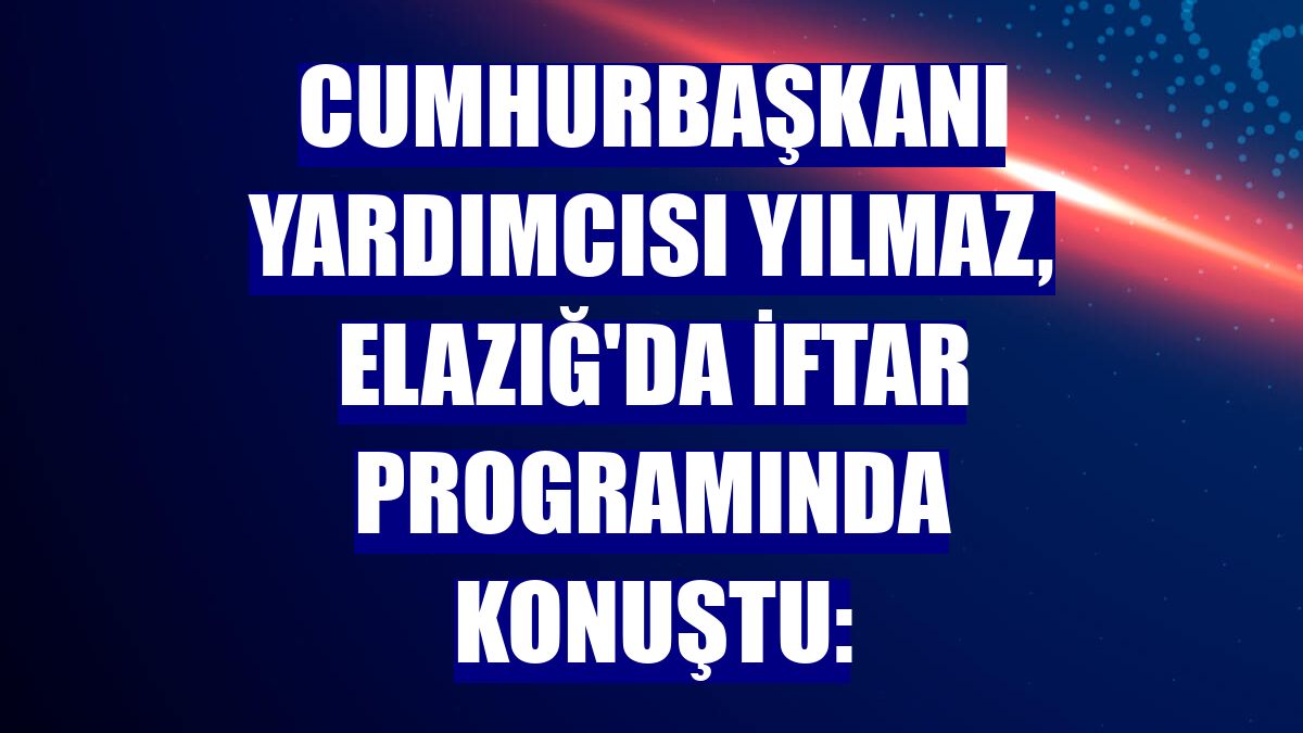 Cumhurbaşkanı Yardımcısı Yılmaz, Elazığ'da iftar programında konuştu:
